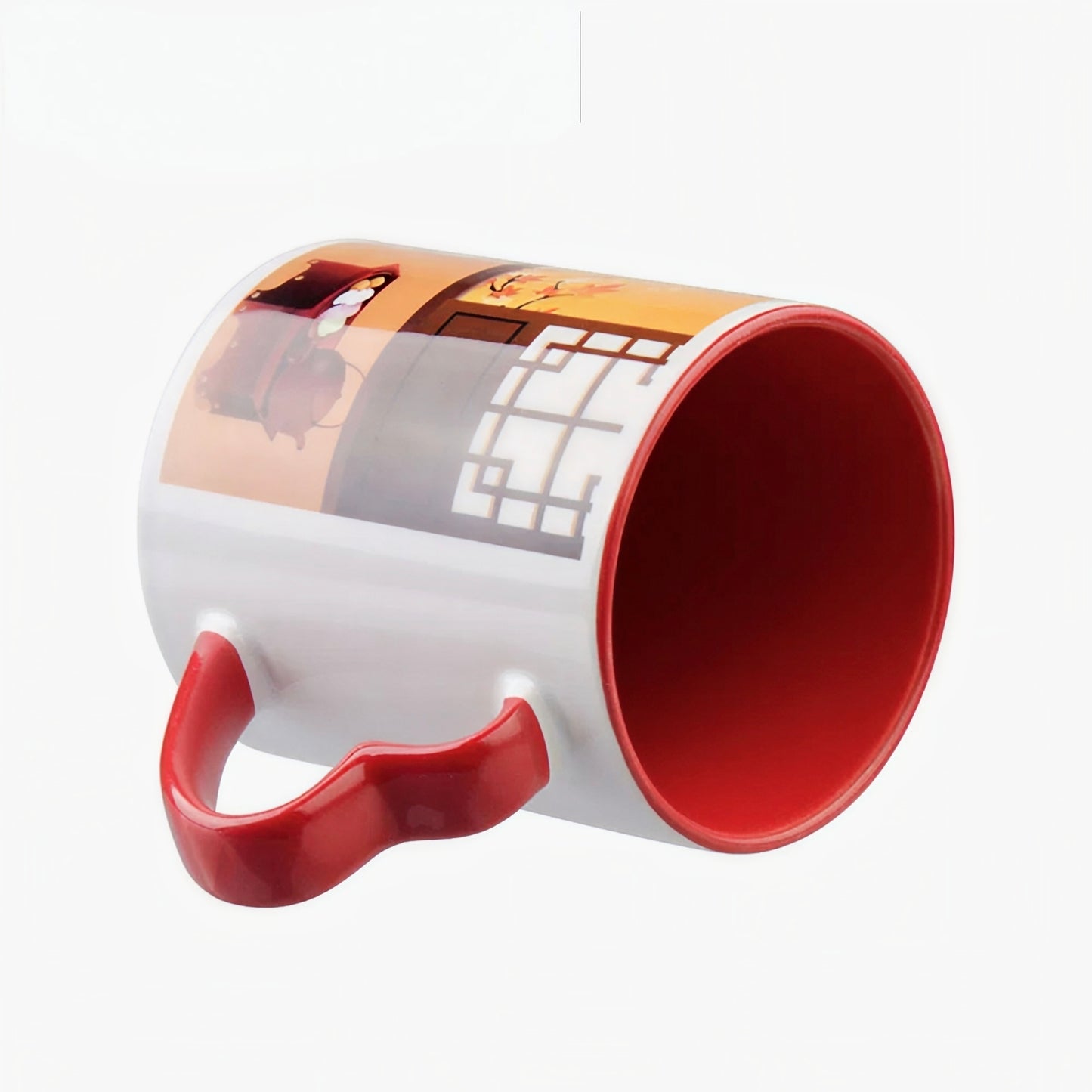 Personalized Photo Printed Coffee Mug for All Occasions - (White & Red 1 Ceramic Printed 2 Mug - 325 ML) (Red heart handle)