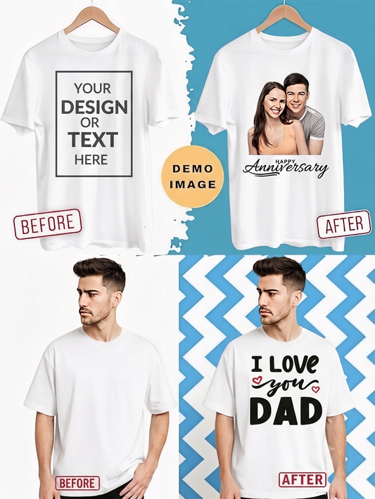 Customized Round Neck T-Shirt Print Photo, Text, Logo or Company Name | Custom T-Shirt for Women
