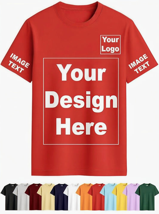Customized Round Neck T-Shirt - Print Photo, Text, Logo or Company Name | Custom T Shirt for Men & Women