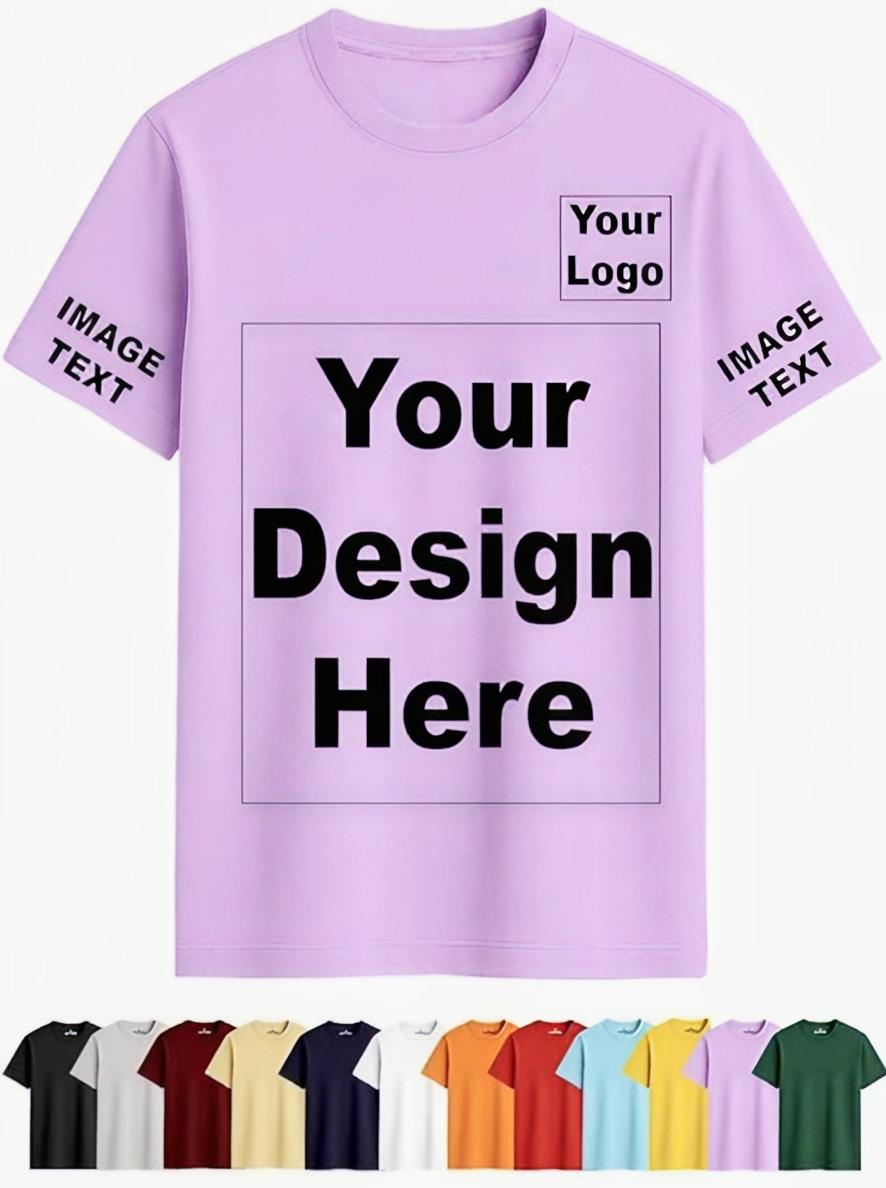 Customized Round Neck T-Shirt - Personalised Print-Photo, Text, Logo or Company Name | Custom T Shirt for Men & Women