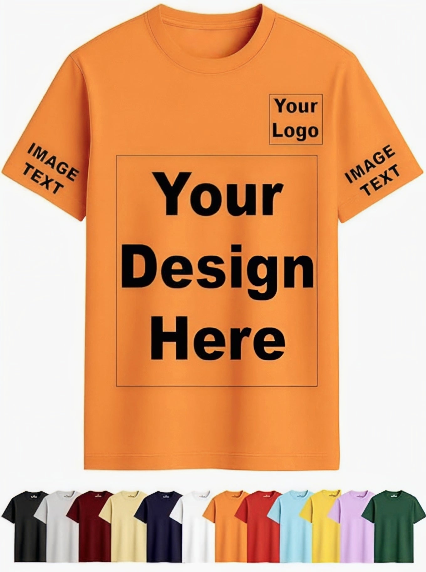 Customized Round Neck T-Shirt - Personalised Print-Photo, Text, Logo or Company Name | Custom T Shirt for Men & Women