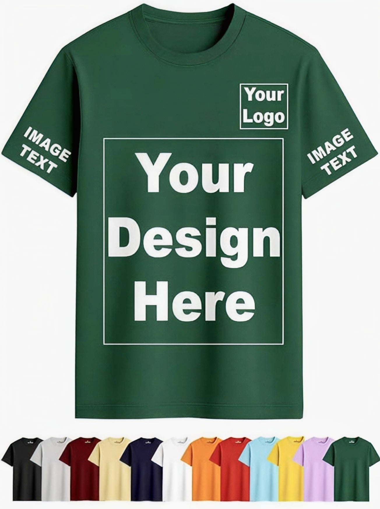 Customized Round Neck T-Shirt - Personalised Print-Photo, Text, Logo or Company Name | Custom T Shirt for Men & Women