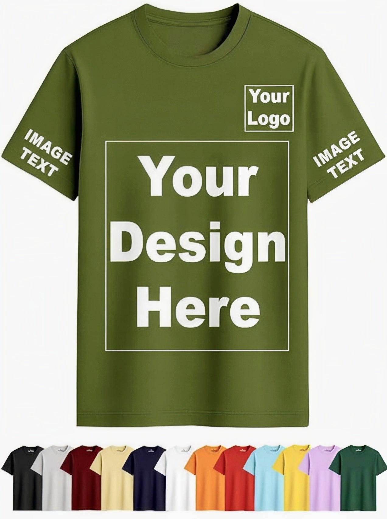 Customized Round Neck T-Shirt - Personalised Print-Photo, Text, Logo or Company Name | Custom T Shirt for Men & Women