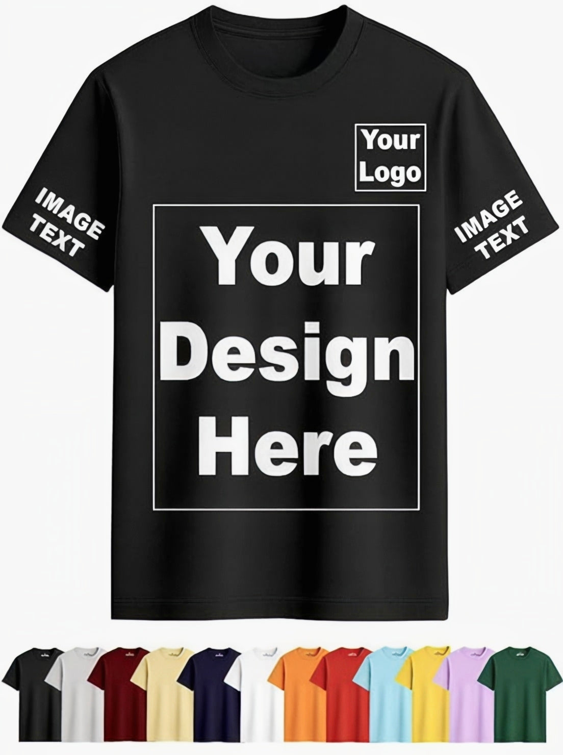 Customized Round Neck T-Shirt - Personalised Print-Photo, Text, Logo or Company Name | Custom T Shirt for Men & Women