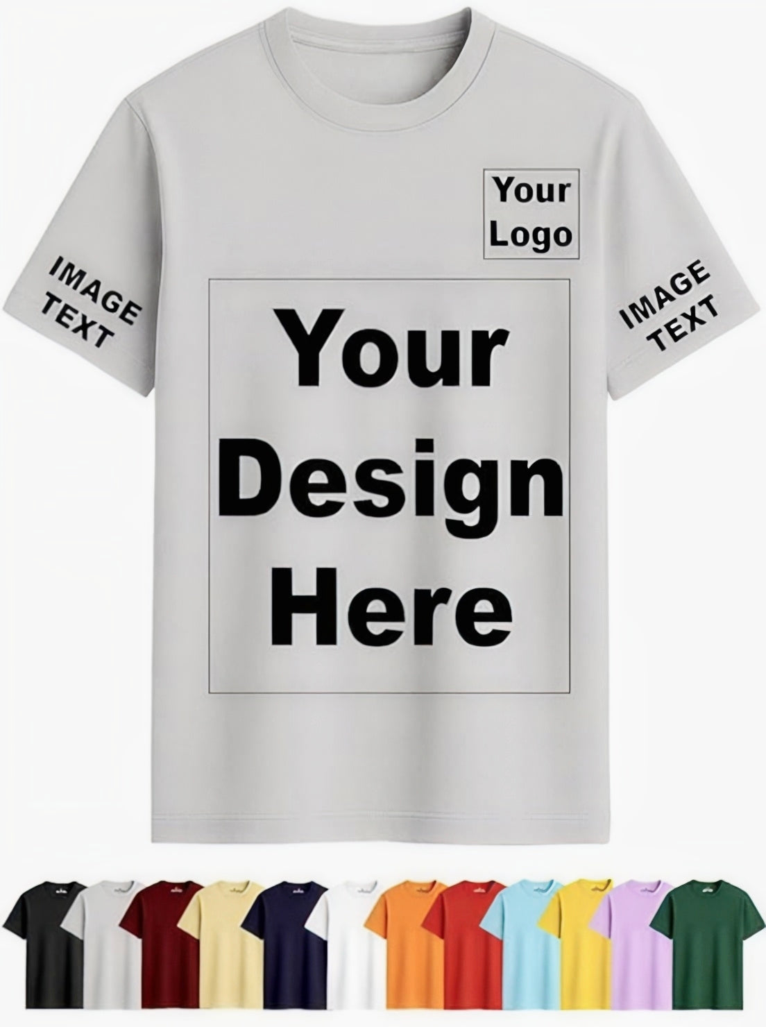 Customized Round Neck T-Shirt - Personalised Print-Photo, Text, Logo or Company Name | Custom T Shirt for Men & Women