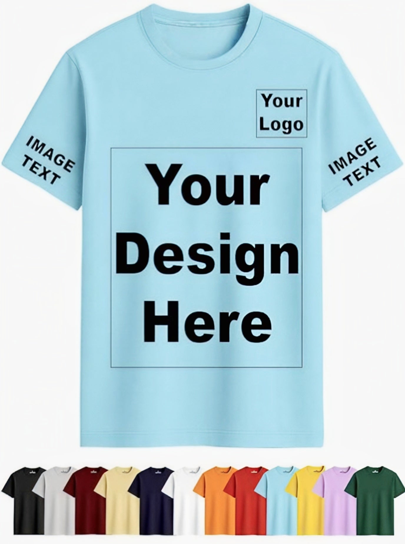 Customized Round Neck T-Shirt - Personalised Print-Photo, Text, Logo or Company Name | Custom T Shirt for Men & Women