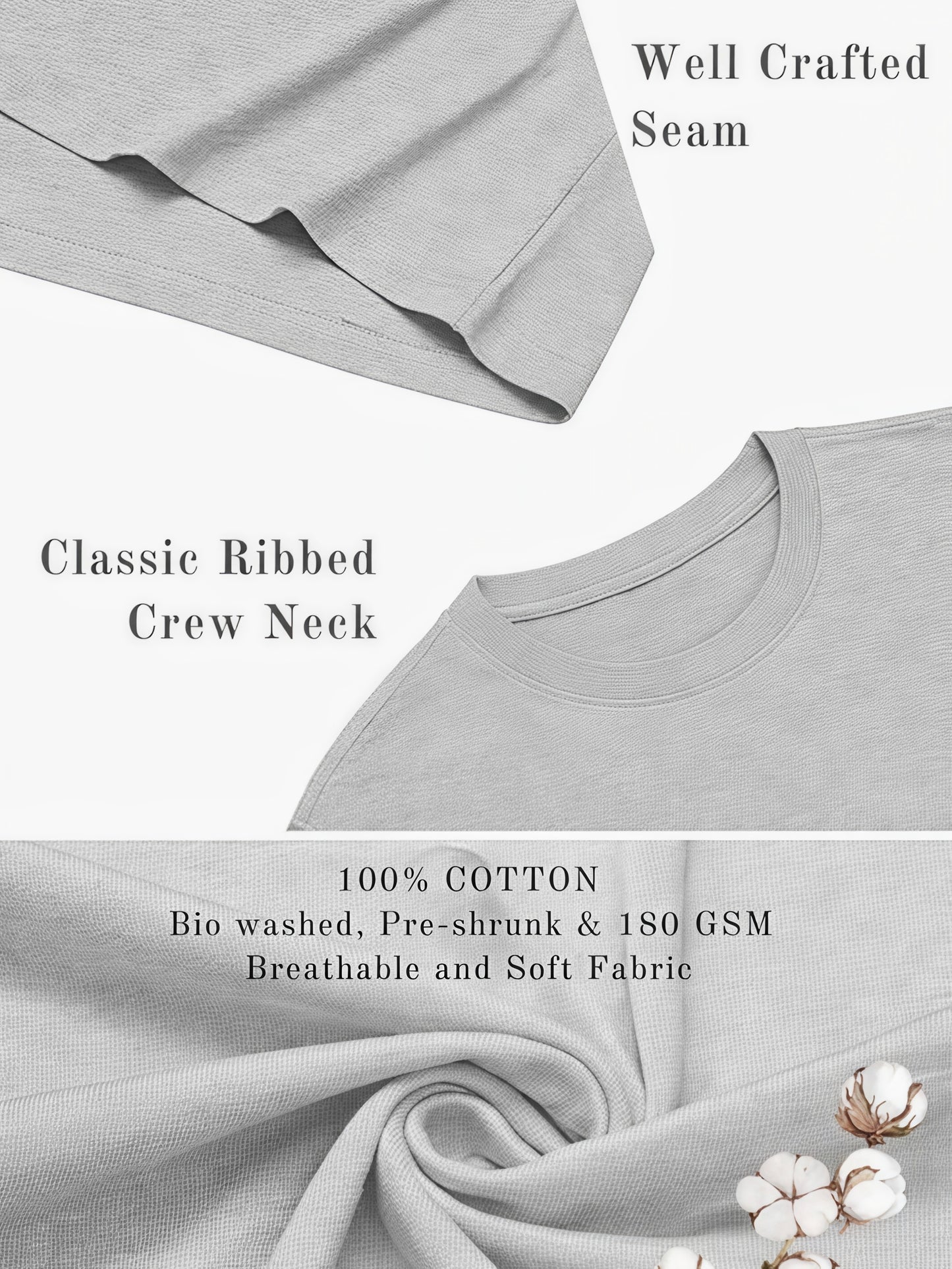 Customized Round Neck T-Shirt - Personalised Print-Photo, Text, Logo or Company Name | Custom T Shirt for Men & Women