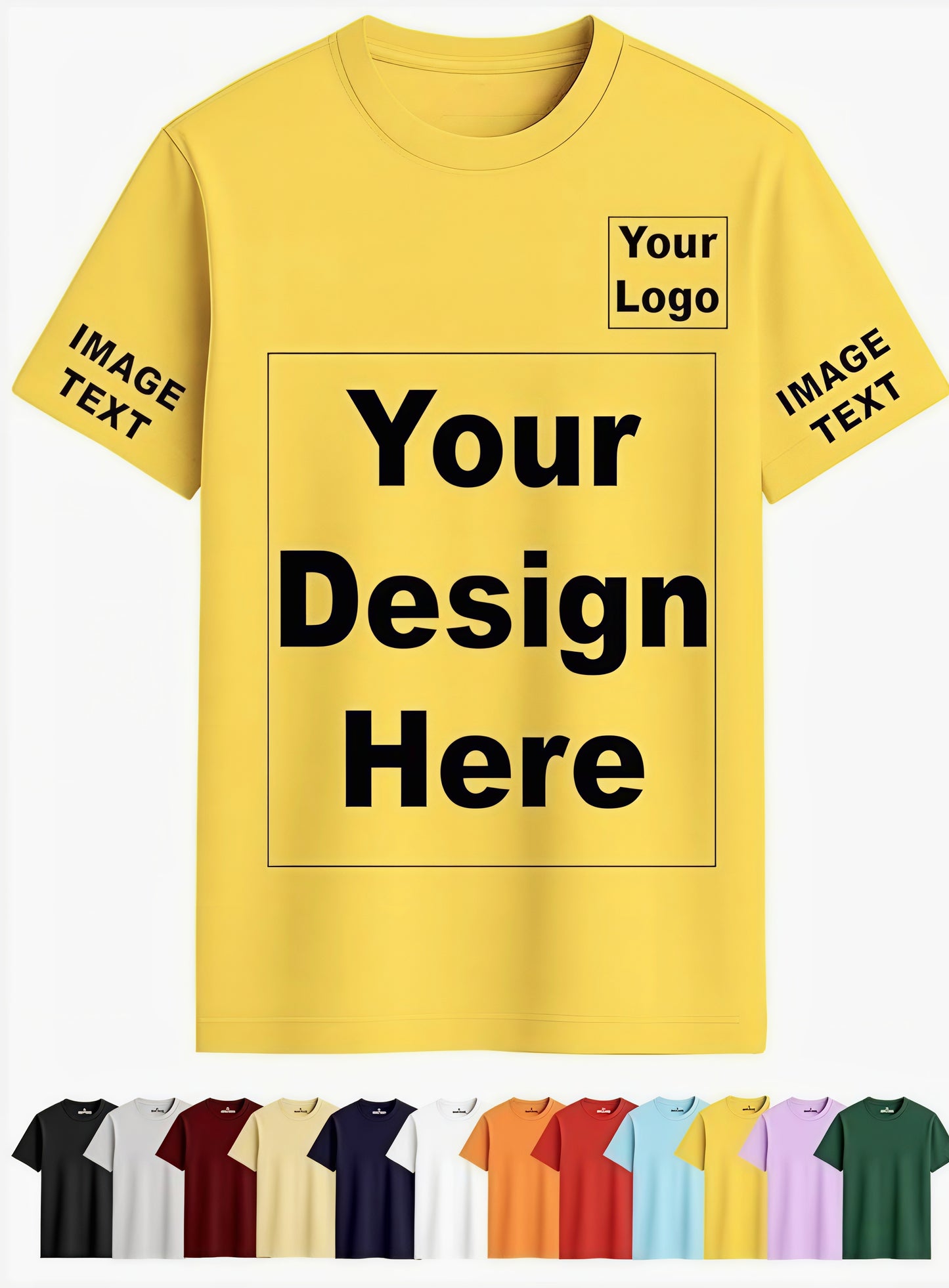 Customized Round Neck T-Shirt - Personalised Print-Photo, Text, Logo or Company Name | Custom T Shirt for Men & Women