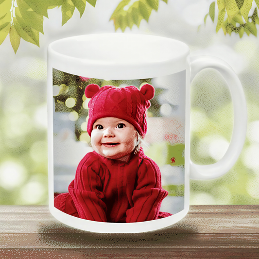 Personalized Photo Printed Coffee Mug for All Occasions - (Full White  round handle Ceramic Printed Mug - 325 ML)