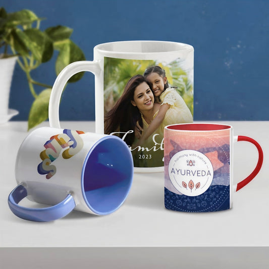 Personalized Photo Printed Coffee Mug for All Occasions - (full White Rround handle Ceramic Printed 2 Mug - 325 ML)