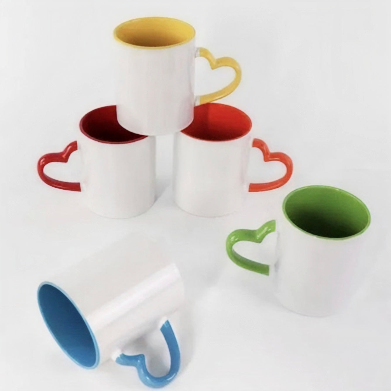 Personalized Photo Printed Coffee Mug for All Occasions - (White & Red 1 Ceramic Printed 2 Mug - 325 ML) (Red heart handle)