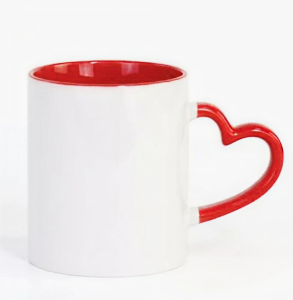 Personalized Photo Printed Coffee Mug for All Occasions - (White & Red 1 Ceramic Printed 2 Mug - 325 ML) (Red heart handle)